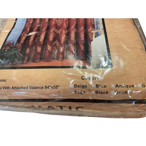 Drapes Curtains Jacquard Panels by Matic 3 Panels 84x55 Sage embossed floral - Picture 7 of 9